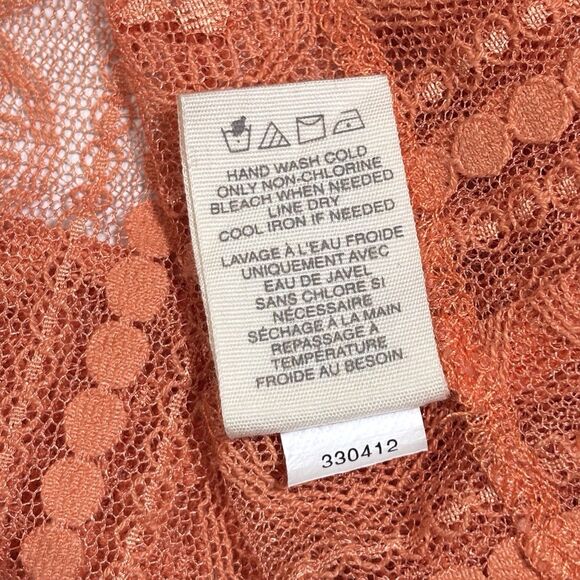 Fossil Sheer Lace Coquette Top V Neck Y2K Boho Fairy Womens’s Medium Orange - Picture 9 of 9